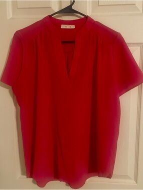 Etro Vibrant Pink Short Sleeve Split-Neck Blouse